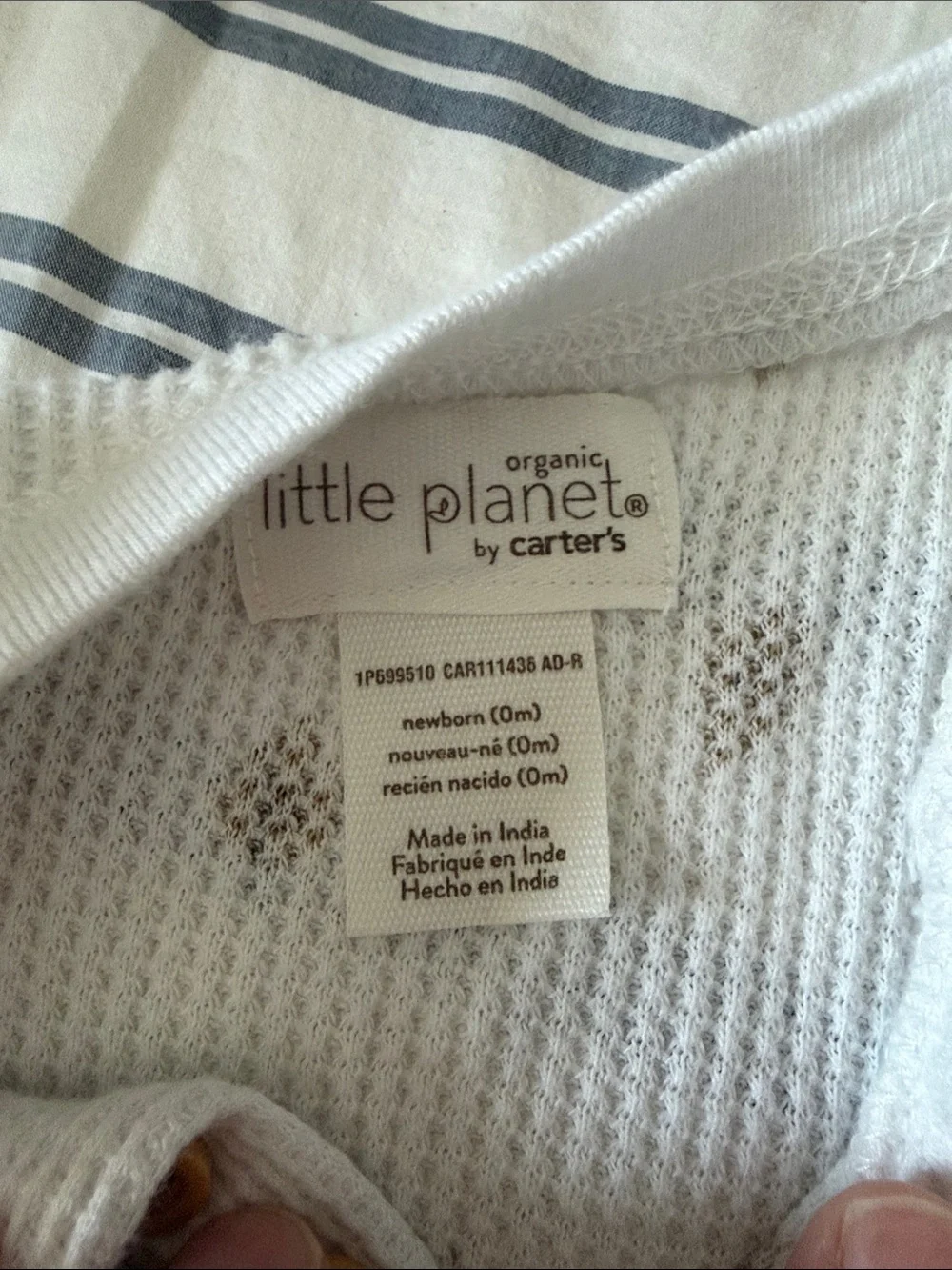 Organic Cotton Little Planet White Waffle Knit Set with Brown Leaf Print